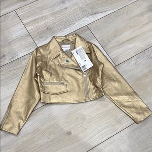 NWT Brand New American Girl Gold Moto Jacket Size 7/8.